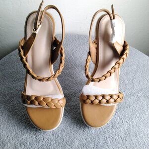 ✨ Vetaste Tan Braided Espadrille Wedge Sandals | Size 8.5